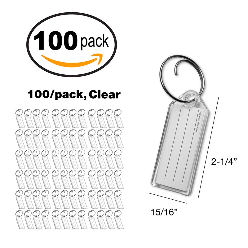 Lucky Line Key Tag with Tang Easy Key Ring, Clear, Box of 100 (1230010) - Image 5